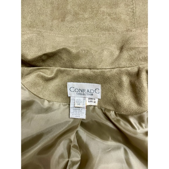 Vintage Conrad C Collection Green Faux Suede Full Zip Jacket Blazer Size 14 NEW - Picture 4 of 5
